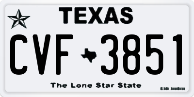 TX license plate CVF3851