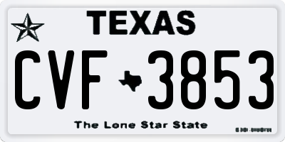 TX license plate CVF3853