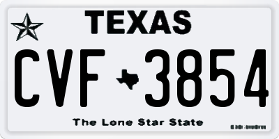 TX license plate CVF3854