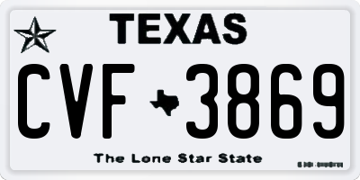 TX license plate CVF3869