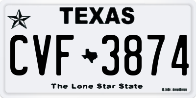TX license plate CVF3874