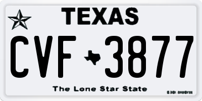 TX license plate CVF3877