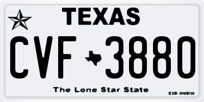 TX license plate CVF3880