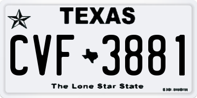 TX license plate CVF3881