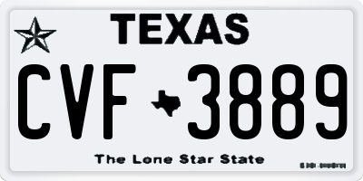TX license plate CVF3889