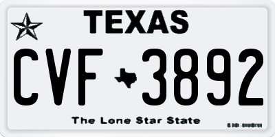 TX license plate CVF3892