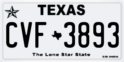 TX license plate CVF3893