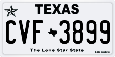 TX license plate CVF3899