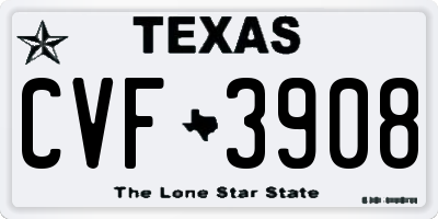 TX license plate CVF3908