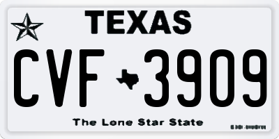 TX license plate CVF3909