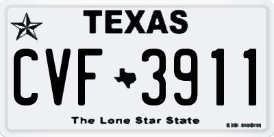TX license plate CVF3911