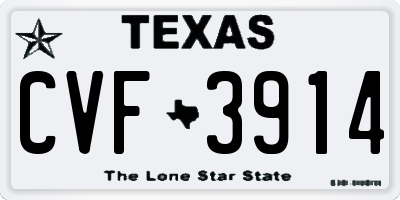 TX license plate CVF3914