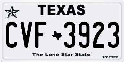 TX license plate CVF3923