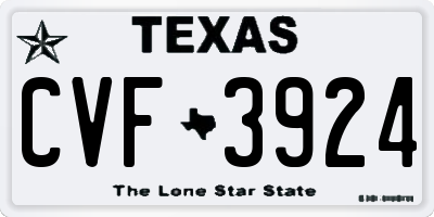 TX license plate CVF3924