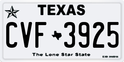 TX license plate CVF3925