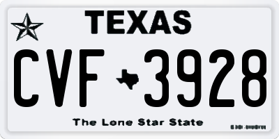TX license plate CVF3928