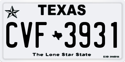 TX license plate CVF3931
