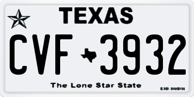 TX license plate CVF3932