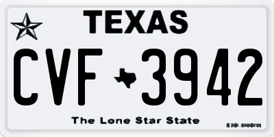 TX license plate CVF3942