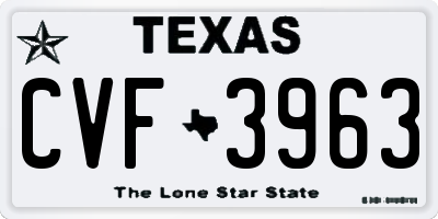 TX license plate CVF3963
