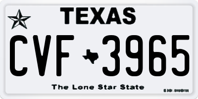 TX license plate CVF3965