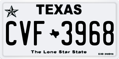 TX license plate CVF3968