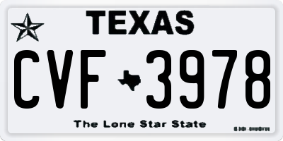 TX license plate CVF3978