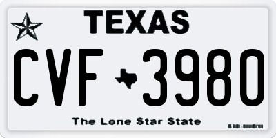 TX license plate CVF3980