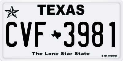 TX license plate CVF3981