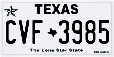 TX license plate CVF3985