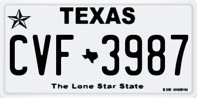 TX license plate CVF3987