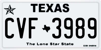 TX license plate CVF3989