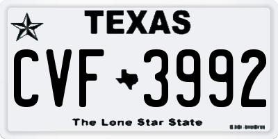 TX license plate CVF3992