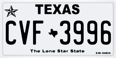 TX license plate CVF3996