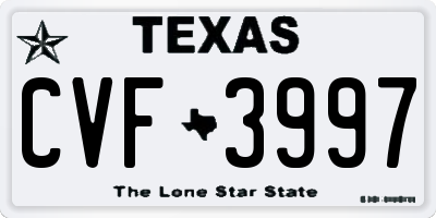 TX license plate CVF3997
