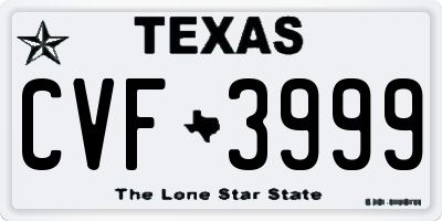 TX license plate CVF3999