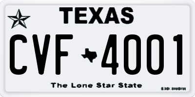TX license plate CVF4001