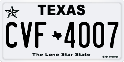 TX license plate CVF4007