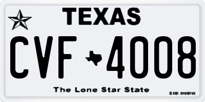 TX license plate CVF4008