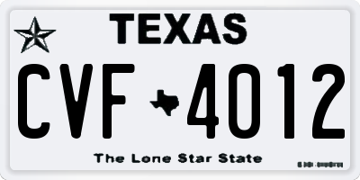 TX license plate CVF4012