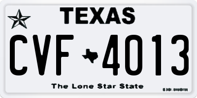 TX license plate CVF4013