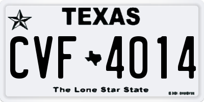 TX license plate CVF4014