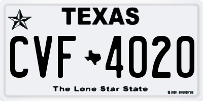 TX license plate CVF4020