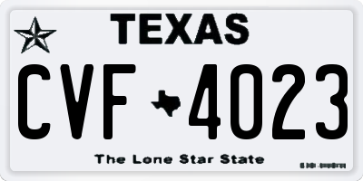 TX license plate CVF4023