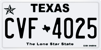 TX license plate CVF4025