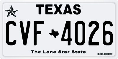 TX license plate CVF4026