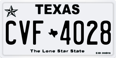 TX license plate CVF4028