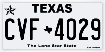 TX license plate CVF4029