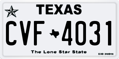 TX license plate CVF4031