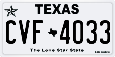 TX license plate CVF4033